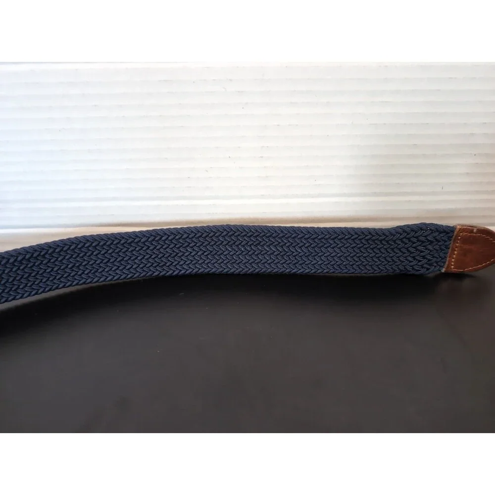 TOMMY BAHAMA MEN'S STRETCH CASUAL BELT L/XL (38-42) NAVY BLUE/LEATHER  EUC